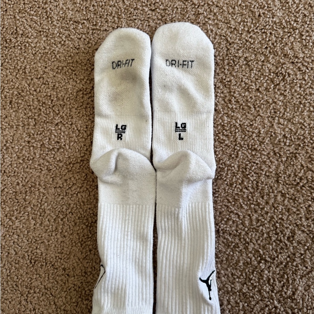 Used Nike Jordan Dri-Fit Everyday Crew Socks DX9632-100 White Men Large 8-12